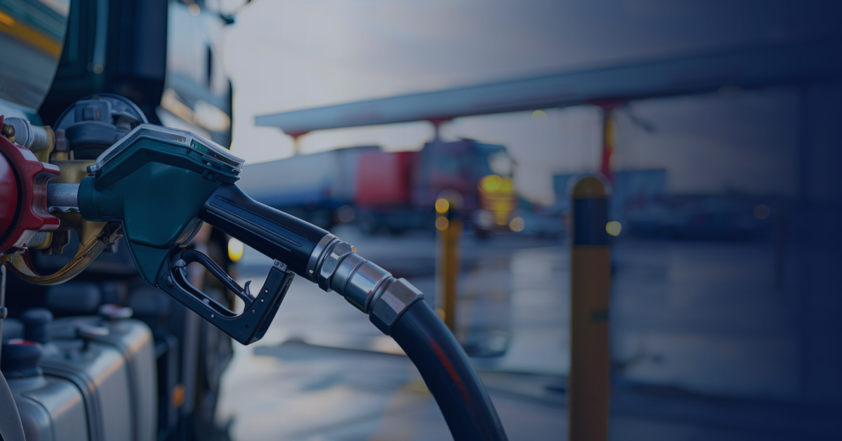 Truck fuel pump nozzle filling semi truck at station, representing OTR Fuel Card fuel credit launch benefits.